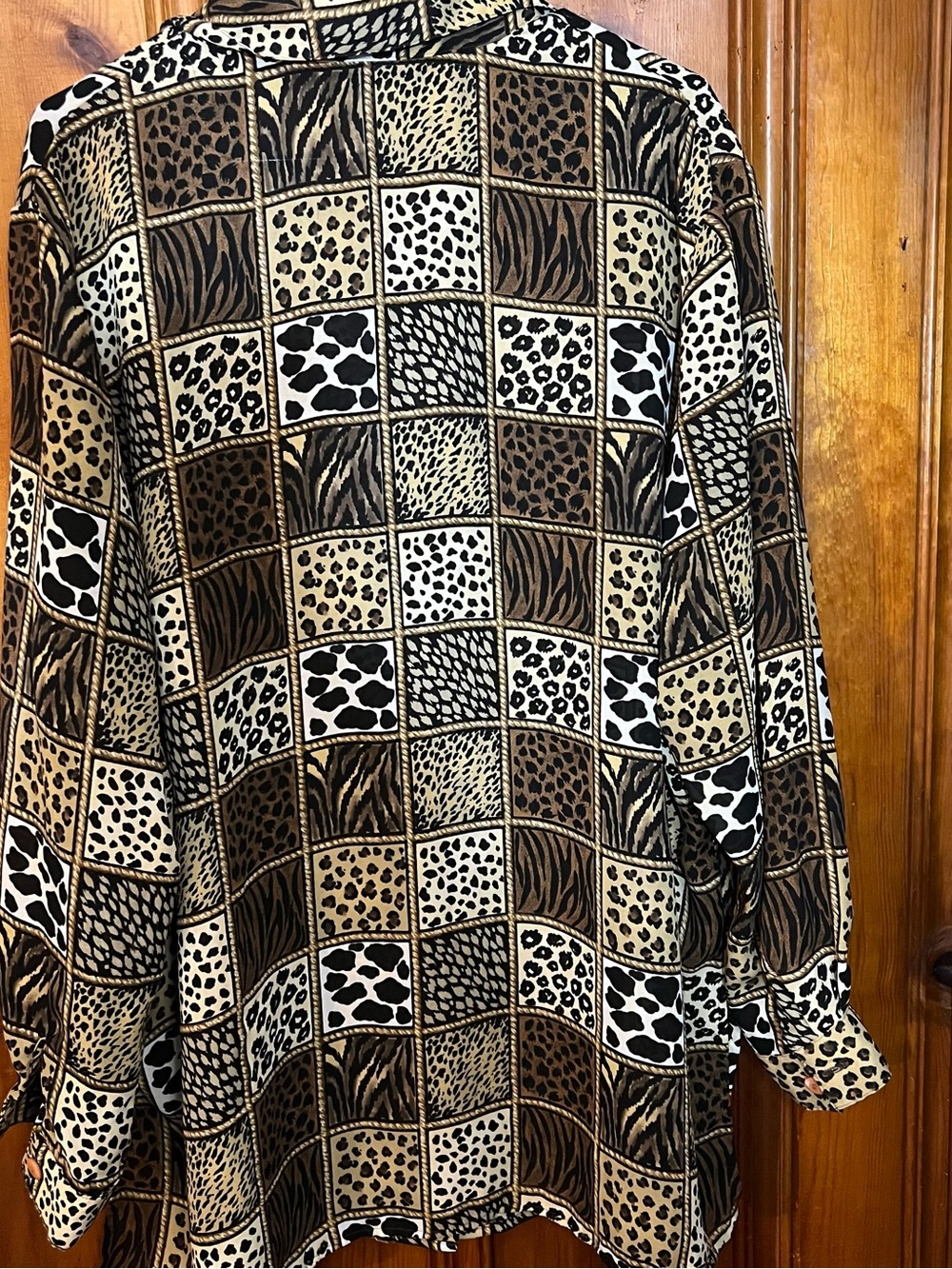 NOTATIONS Animal Print Button-Up Shirt in Brown and Black - Picture 3 of 3